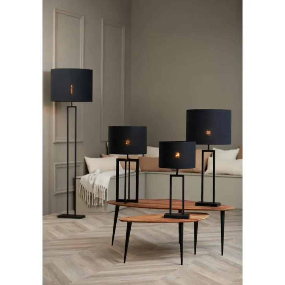 Light & Living Cilinder Lampenkap Livigno - Zwart - Ø30 x 21 cm New