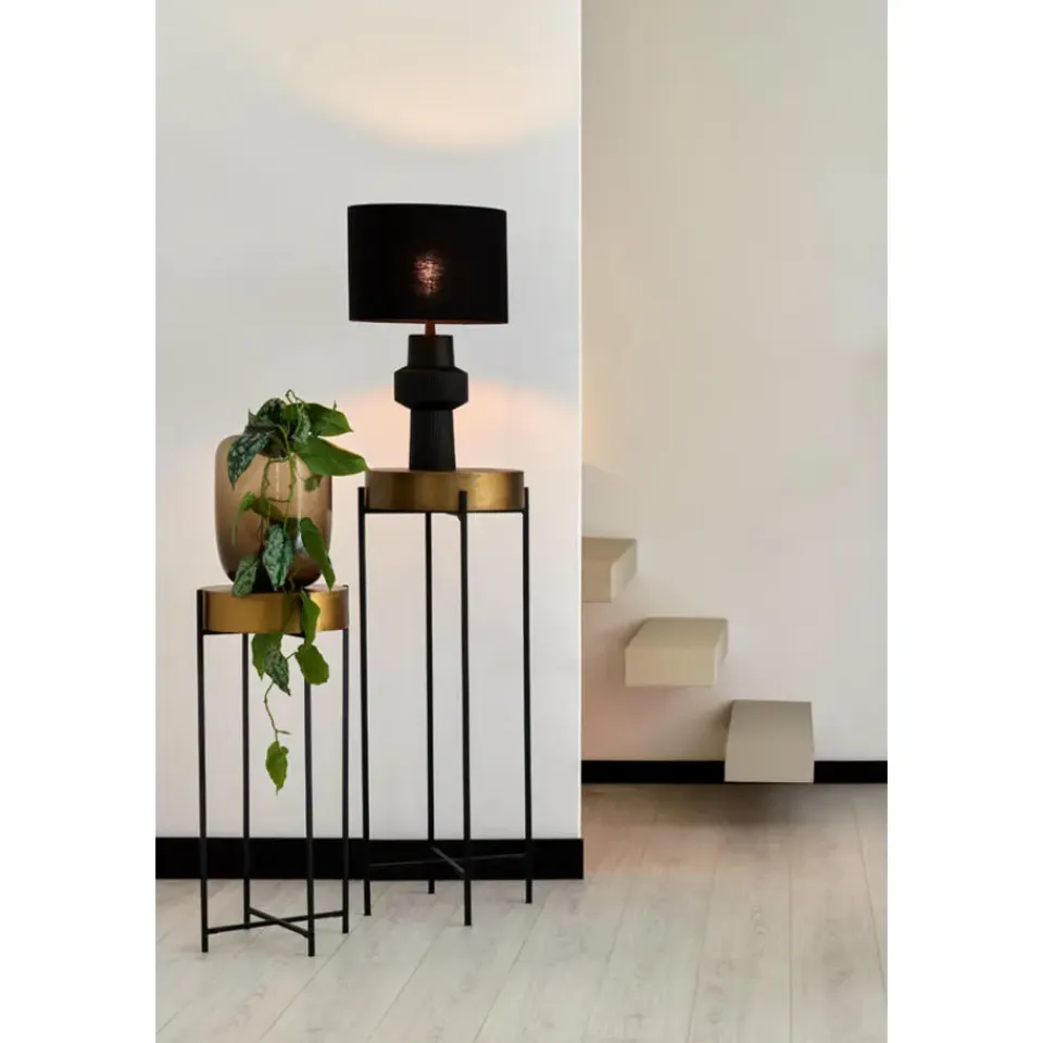 Light & Living Cilinder Lampenkap Livigno - Zwart - Ø35x25cm Hot