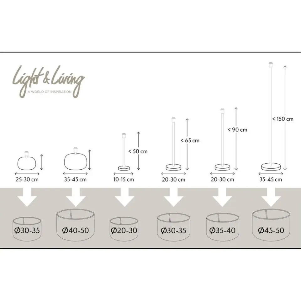 Light & Living Cilinder Lampenkap Livigno - Eiwit - Ø30 x 21 cm