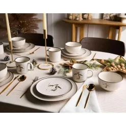 Leen Bakker CINNAMON - 16-delige serviesset - Gebroken wit - Steengoed Outlet