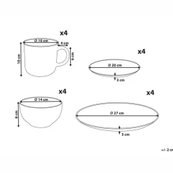 Leen Bakker CINNAMON - 16-delige serviesset - Gebroken wit - Steengoed Outlet