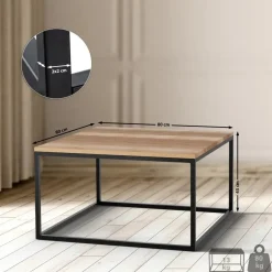 CLP Bijzettafel Manteo mat zwart Frame - Hout - eik Best