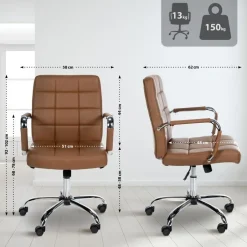 CLP Bureaustoel Ashland chroom Frame - Kunstleer - licht bruin Online