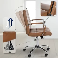 CLP Bureaustoel Ashland chroom Frame - Kunstleer - licht bruin Online