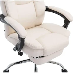 CLP Bureaustoel Castle chroom Frame - Kunstleer - creme Clearance