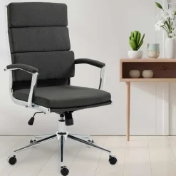 CLP Bureaustoel Cleveland chroom Frame - Stof - donkergrijs