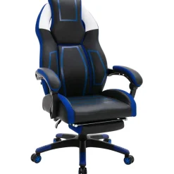 CLP Bureaustoel Clovis zwart Frame - Kunstleer - zwart/blauw Clearance