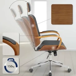 CLP Bureaustoel Dayton walnoot Frame - Kunstleer - walnoot/zwart Best