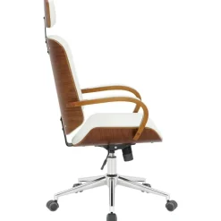 CLP Bureaustoel Dayton walnoot Frame - Kunstleer - walnoot/wit