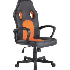CLP Bureaustoel Elbing zwart Frame - Kunstleer - zwart/oranje Best