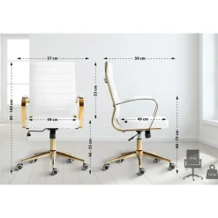 CLP Bureaustoel Havanna goud Frame - Kunstleer - wit Discount