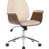 CLP Bureaustoel Kemberg chroom Frame - Hout - walnoot/creme Clearance