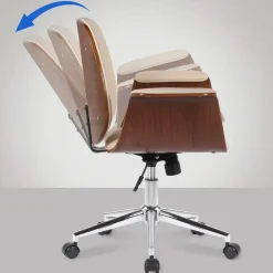 CLP Bureaustoel Kemberg chroom Frame - Hout - walnoot/creme Clearance