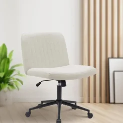 CLP Bureaustoel Kingman zwart Frame - Stof - creme Discount