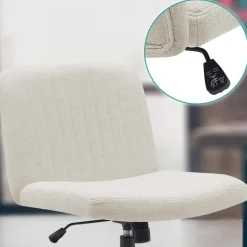 CLP Bureaustoel Kingman zwart Frame - Stof - creme Discount