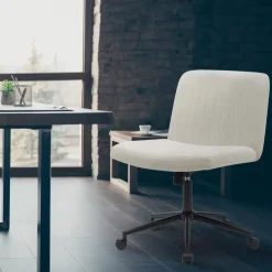 CLP Bureaustoel Kingman zwart Frame - Stof - creme Discount