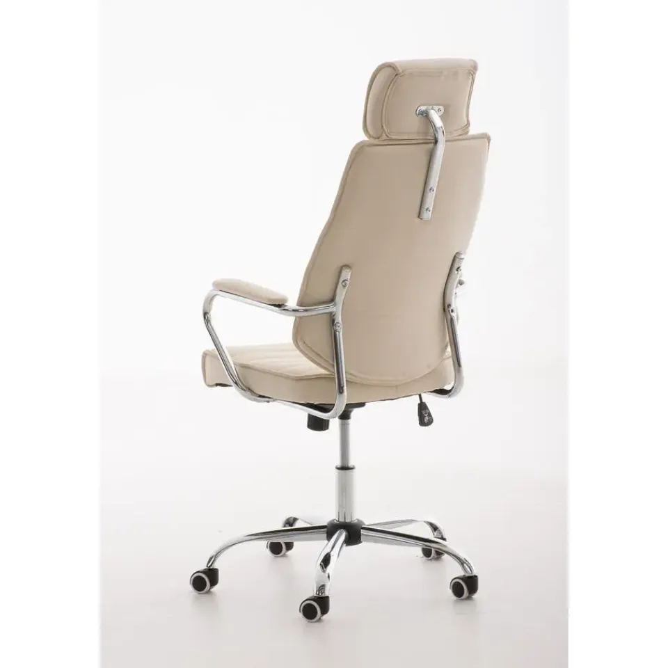 CLP Bureaustoel Rako V2 chroom Frame - Kunstleer - creme Clearance