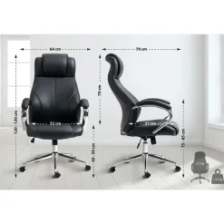 CLP Bureaustoel Salford chroom Frame - Echt leer - zwart Hot