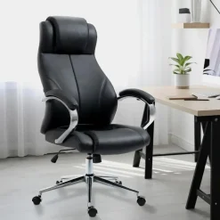 CLP Bureaustoel Salford chroom Frame - Echt leer - zwart Hot