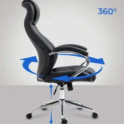 CLP Bureaustoel Salford chroom Frame - Echt leer - zwart Hot