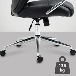 CLP Bureaustoel Salford chroom Frame - Echt leer - zwart Hot