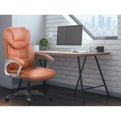 CLP Bureaustoel Texas V2 grijs Frame - Kunstleer - licht bruin Online