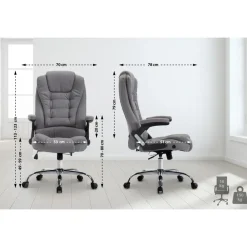 CLP Bureaustoel Thor chroom Frame - Stof - grijs New