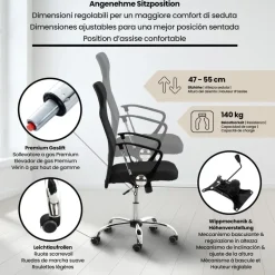 CLP Bureaustoel Washington chroom Frame - Kunstleer - zwart New