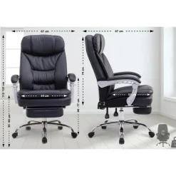 CLP Bureaustoel XL Troy chroom Frame - Kunstleer - zwart New