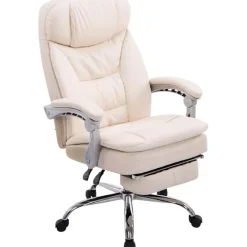 CLP Bureaustoel XL Troy chroom Frame - Kunstleer - creme Hot