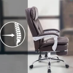 CLP Bureaustoel XL Troy chroom Frame - Kunstleer - bruin