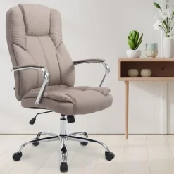 CLP Bureaustoel XXL Xanthos chroom Frame - Stof - taupe Online