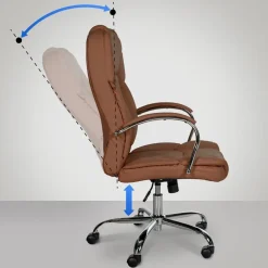 CLP Bureaustoel XXL Xanthos chroom Frame - Kunstleer - licht bruin Sale