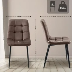 CLP Eetkamerstoel Antibes zwart Frame - Fluweel - bruin New