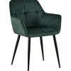CLP Eetkamerstoel Emia zwart Frame - Fluweel - groen Clearance