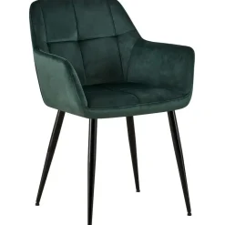 CLP Eetkamerstoel Emia zwart Frame - Fluweel - groen Clearance