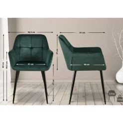 CLP Eetkamerstoel Emia zwart Frame - Fluweel - groen Clearance