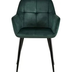CLP Eetkamerstoel Emia zwart Frame - Fluweel - groen Clearance