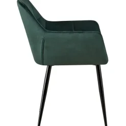 CLP Eetkamerstoel Emia zwart Frame - Fluweel - groen Clearance