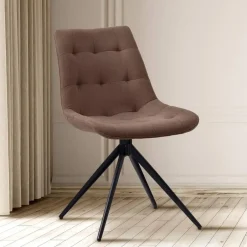 CLP Eetkamerstoel Merna zwart Frame - Stof - taupe Best