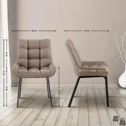 CLP Eetkamerstoel Saranda zwart Frame - Stof - terrabruin New