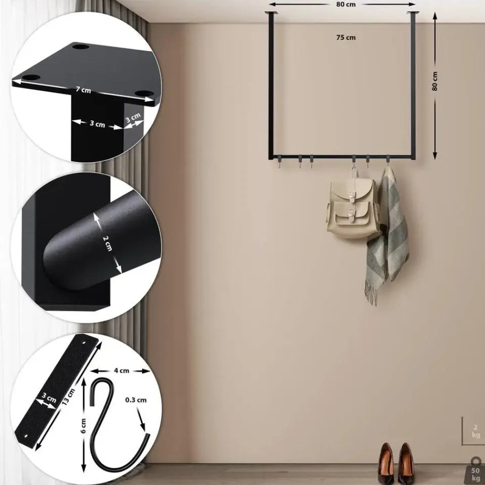 CLP Kledingrek Fenton 80x80x7 cm - zwart Hot