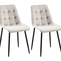 CLP Set van 2 Eetkamerstoel Gifford mat zwart Frame - Fluweel - grijs Sale