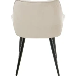 CLP Set van 4 Eetkamerstoel Tanna zwart Frame - Fluweel - creme Discount