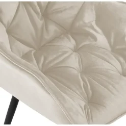 CLP Set van 4 Eetkamerstoel Tanna zwart Frame - Fluweel - creme Discount