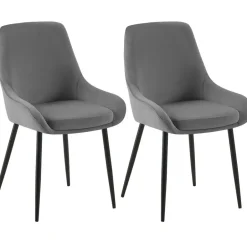 CLP Set van 2 Eetkamerstoel Elmira zwart Frame - Fluweel - donkergrijs Best