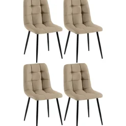 CLP Set van 4 Eetkamerstoel Antibes zwart Frame - Stof - taupe Sale