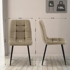 CLP Set van 4 Eetkamerstoel Antibes zwart Frame - Stof - taupe Sale