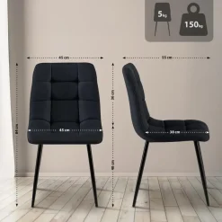 CLP Set van 4 Eetkamerstoel Antibes zwart Frame - Stof - zwart Online