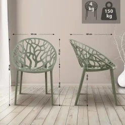 CLP Set van 2 Tuinstoel Hope Kunststof - olijf Hot